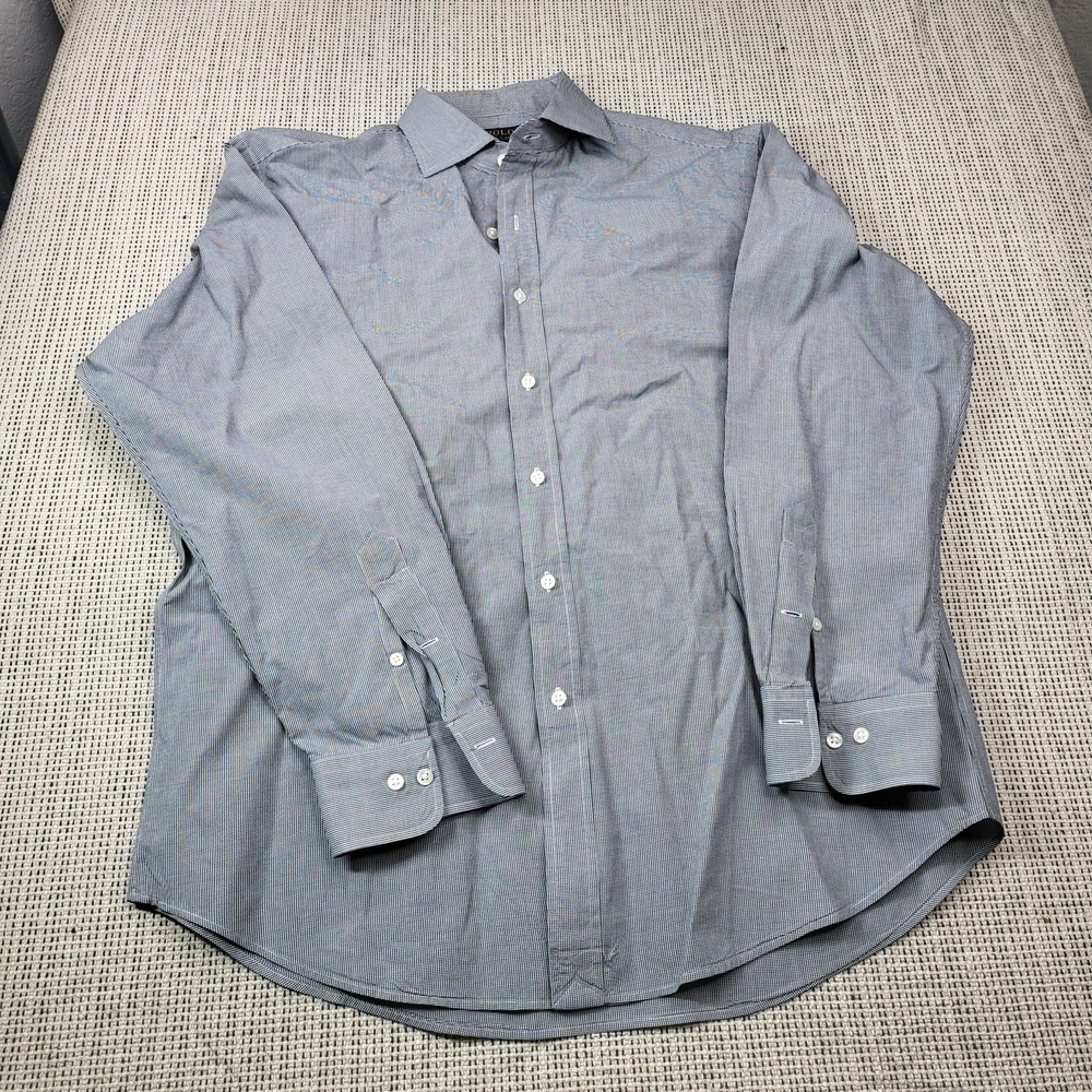 Polo Ralph Lauren Dress Shirt Mens 16.5 34/35 Gray Houndstooth Classic Fit